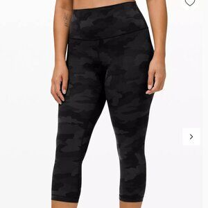 Lululemon Align High Rise Crop Pant Camofllage Deep Coal Multi Color, Size 2